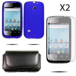 HM865.SKBU.10R2.P15.70 Blue Silicone Skin Case / Rubber Soft Sleeve Protector Cover For Huawei Ascend 2 M865 + Horizontal Pouch For Mobile Phone 