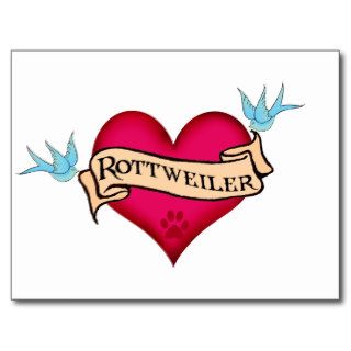 Rottweiler Tattoo Heart Postcards