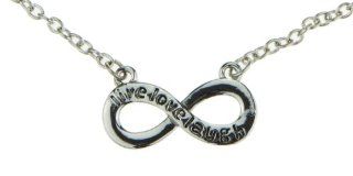 Inspirational Words Live Love Laugh Engraved on Silver Infinity Symbol Pendant Necklace Jewelry