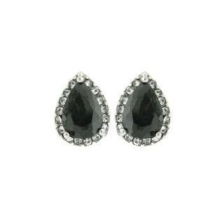 Crystal Earring 066 16 Stud Teardrop Crystal Gemstone Black Jewelry