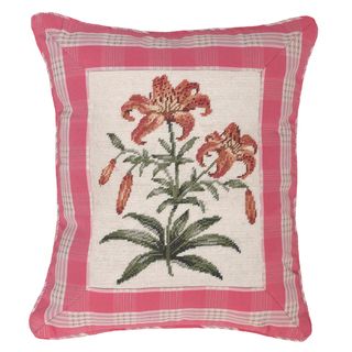 Tiger Lily and Pink Plaid Petit point Decorative Pillow Throw Pillows