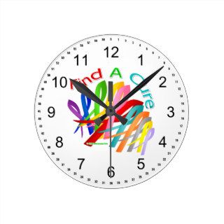 Find A Cure Colorful Cancer Ribbons Clocks