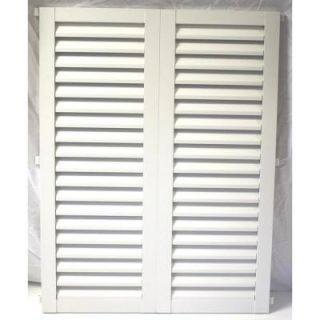 POMA 36 in. x 57.75 in. White Colonial Louvered Hurricane Shutters Pair 8002 cdw 004