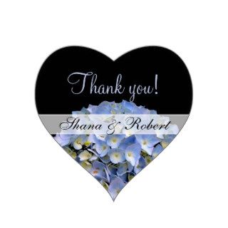 Wedding Thank You, Blue and Black Hearts Sticker