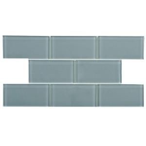 Merola Tile Tessera Subway Blue Smoke 6 in. x 3 in. x 8 mm Glass Wall Tile (8   Pack) GITT3SBS