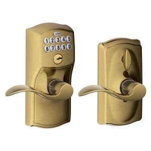 Schlage Camelot Antique Brass Accent Keypad Lever FE595 CAM 609 ACC