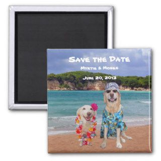 Cute/Funny Save the Date Dogs Beach Wedding Refrigerator Magnets