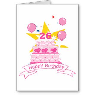 26 Year Old Birthday Cake Card