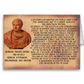 CICERO QUOTE   NATION CANNOT SURVIVE TREASON GREETING CARD