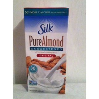 Silk   Pure Almond Unsweetened "Original" Almond Milk 30 Calories (6 Pack)  Grocery & Gourmet Food