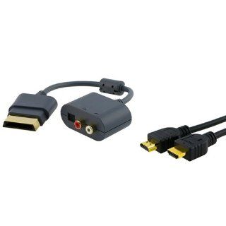eForCity Optical Audio Adapter Compatible with Xbox 360 Slim+High Speed HDMI Cable Video Games