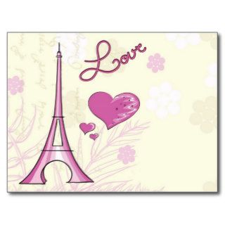 Cute & Whimsical Paris is Love Postcard