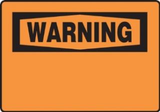 Accuform Signs MRBH327VP Plastic Safety Sign, Legend "WARNING (BLANK)", 7" Length x 10" Width x 0.055" Thickness, Black on Orange Industrial Warning Signs