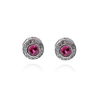 14k White Gold Round Pink Tourmaline and Diamond Earrings Jewelry