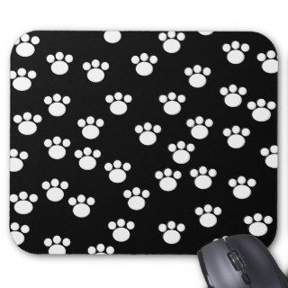 Black and White Animal Paw Print Pattern. Mouse Pads
