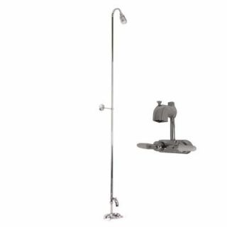 Pegasus 2 Handle Claw Foot Tub Code Diverter Faucet without Hand Shower with Riser and Plastic Showerhead in Polished Chrome 4199 CP