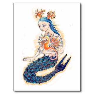A Mermaid and her Sea Horse Post Card
