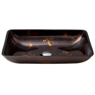 Vigo Rectangular Glass Vessel Sink in Brown and Gold Fusion VG07044