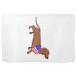 Patriotic Flag Bandana Dachshund Kitchen Towels
