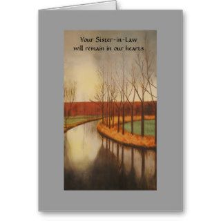 Loss, Sister in law, winter reflection trees river Greeting Cards