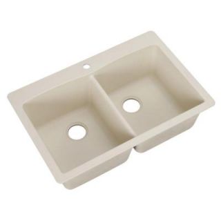 Blanco Diamond Dual Mount Composite 33x22x9.5 1 Hole Double Bowl Kitchen Sink in Biscuit 440222