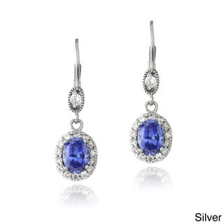 Icz Stonez Sterling Silver Blue Cubic Zirconia Oval Dangle Earrings ICZ Stonez Cubic Zirconia Earrings