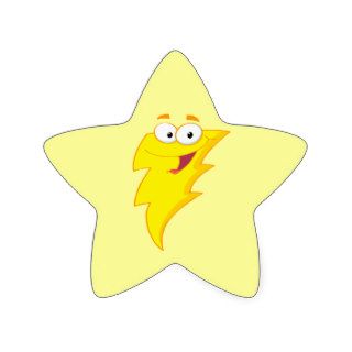 silly cute cartoon lightning bolt character star sticker