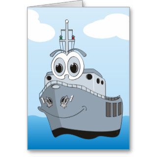 Cartoon Navy Ship Greeting Cards