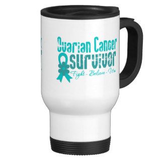 Ovarian Cancer Survivor Flower Ribbon Coffee Mugs