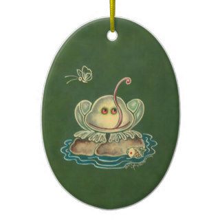 Frog Butterfly Funny Christmas Ornament