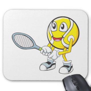 Happy Tennis Player Mouse Pads