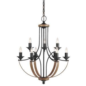 Sea Gull Lighting Corbeille 9 Light Stardust Candelabra Chandelier with Creme Parchment Glass 3280409 846