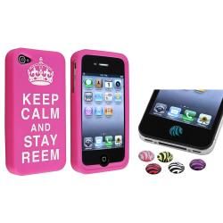 Pink Silicone Case/ Zebra Home Button Stickers for Apple iPhone 4/ 4S BasAcc Cases & Holders