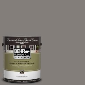 BEHR Premium Plus Ultra 1 Gal. #UL260 3 Suede Gray Semi Gloss Enamel Exterior Paint 585301