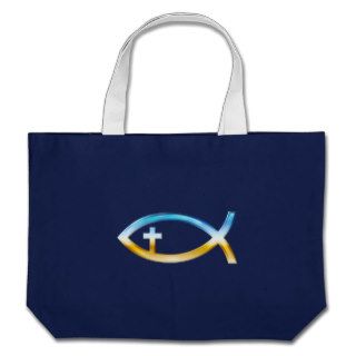 Christian Fish Symbol with Crucifix   Sky & Ground Tote Bag