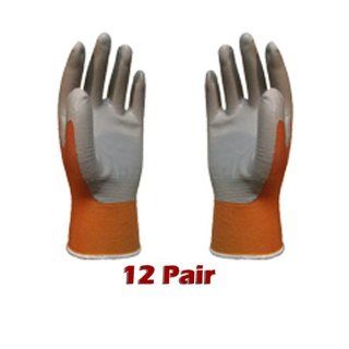 ATLAS Fit 370 Mango (Orange) Thin Nitrile Gloves Medium M *12 Pack*   Work Gloves  