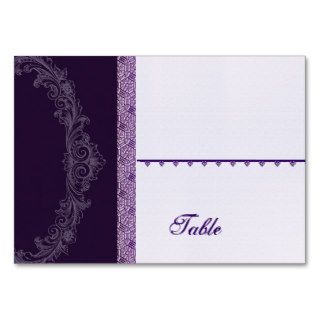 Vintage Scrolls Purple White  Damask Table Place Business Card Template