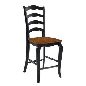 Home Styles French Countryside Oak and Rubbed Black Wood Counter Stool 5519 88