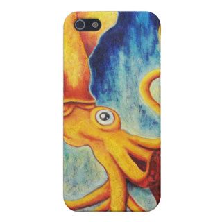 Yellow Squid Floating in Ultramarine Ocean Covers For iPhone 5