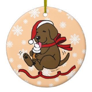 Personalized Chocolate Lab Cartoon Christmas Christmas Tree Ornament