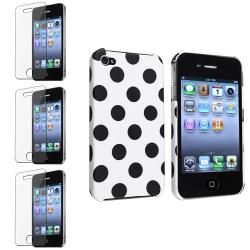 White with Black Dots Case/ LCD Protector for Apple iPhone 4/ 4S BasAcc Cases & Holders