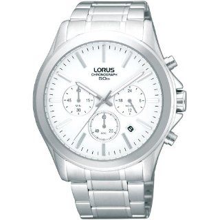 Lorus Mens White Dial Analogue Chronograph Stainless Steel Sports Watch RT377AX9 Lorus Watches