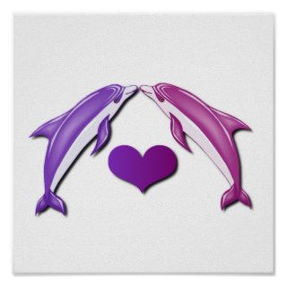 Kissing Dolphins Poster Print