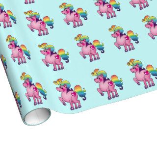rainbow unicorn pony gift wrap