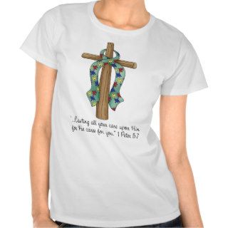 Cast Your Cares Upon Him, Autism Women's Baby Doll Shirts