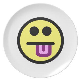 Yellow Tongue Out Smiley Face Plate