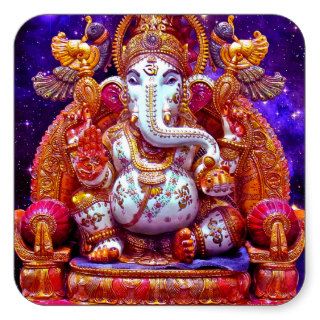 Ganesh Ganesha Hindu India Elephant Deity Square Stickers