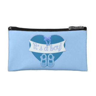 Cute Blue Heart with Bow Baby Boy Shower Cosmetics Bags
