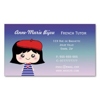 Cute French Tutor Business Cards