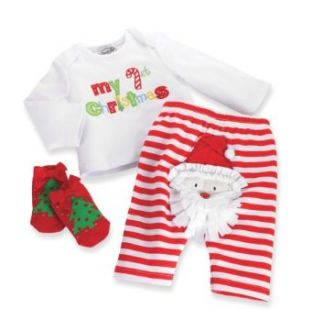 Mud Pie Baby Girls Newborn Santa 3 Piece Set, Multi Colored, 0 6 Months Clothing